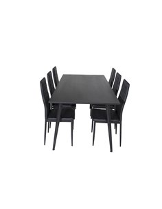 Matgrupp Dipp med Slim matstolar, 180 × 90 cm