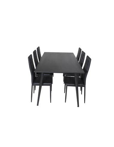 Matgrupp Dipp med Slim matstolar, 180 × 90 cm