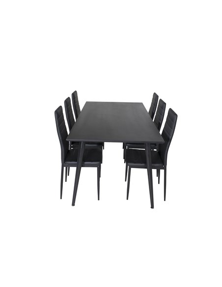 Matgrupp Dipp med Slim matstolar, 180 × 90 cm