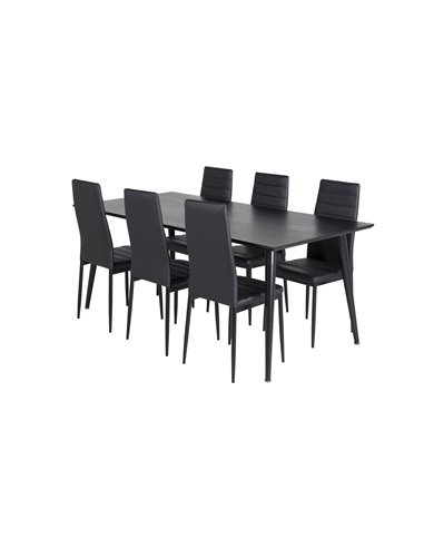 Matgrupp Dipp med Slim matstolar, 180 × 90 cm