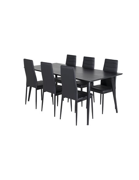 Matgrupp Dipp med Slim matstolar, 180 × 90 cm
