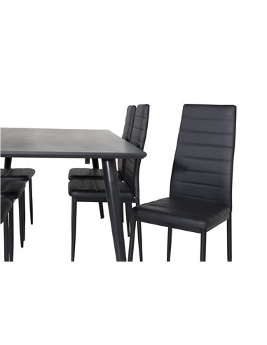 Matgrupp Dipp med Slim matstolar, 180 × 90 cm
