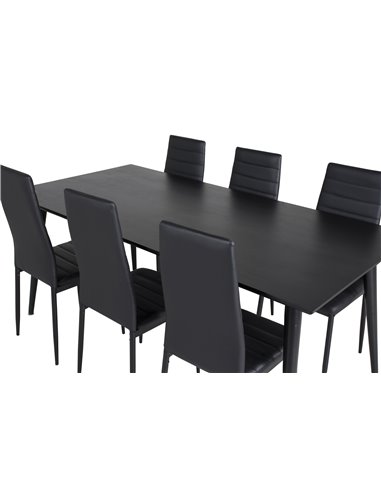 Matgrupp Dipp med Slim matstolar, 180 × 90 cm