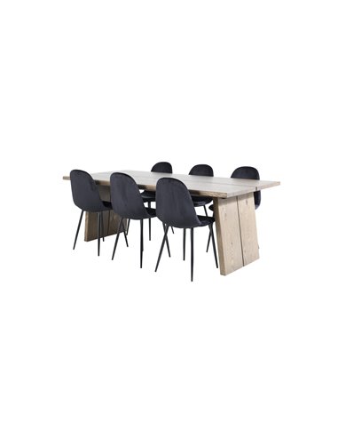 Matgrupp Logger med Polar matstolar, 210 × 100 cm