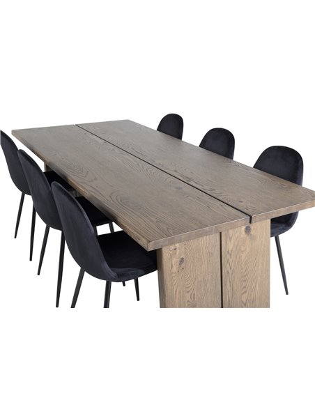 Matgrupp Logger med Polar matstolar, 210 × 100 cm