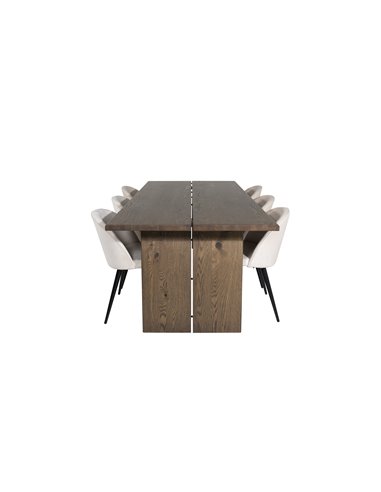 Matgrupp Logger med Velvet matstolar, 210 × 100 cm