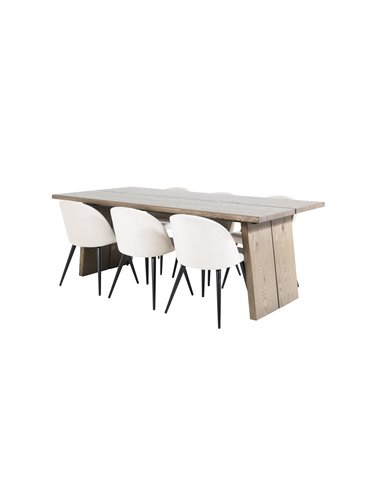 Matgrupp Logger med Velvet matstolar, 210 × 100 cm