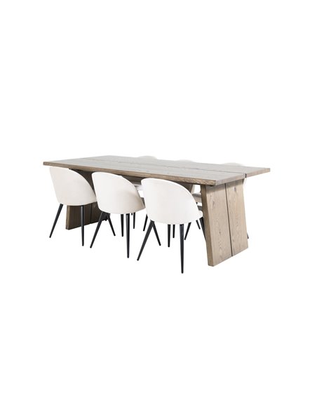 Matgrupp Logger med Velvet matstolar, 210 × 100 cm