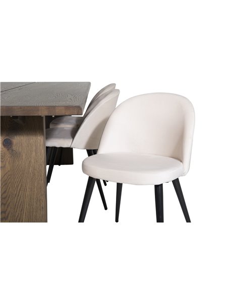 Matgrupp Logger med Velvet matstolar, 210 × 100 cm