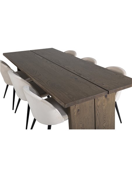 Matgrupp Logger med Velvet matstolar, 210 × 100 cm