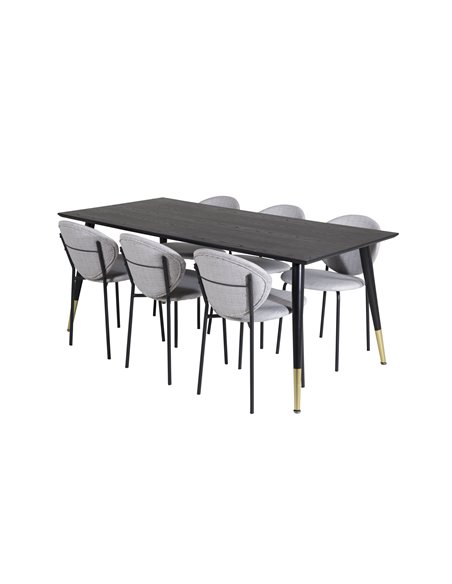 Matgrupp Dipp med Vault matstolar, 180 × 90 cm