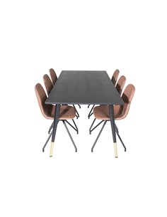Matgrupp Dipp med Polar matstolar, 180 × 90 cm