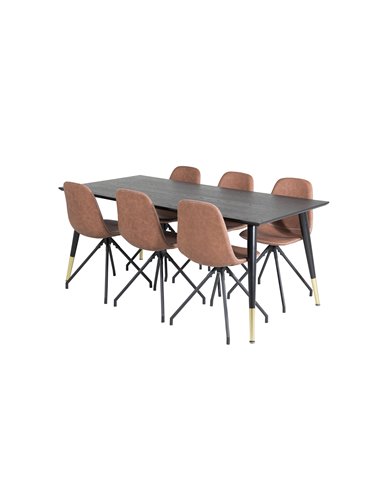 Matgrupp Dipp med Polar matstolar, 180 × 90 cm