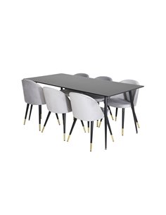Matgrupp Silar med Velvet matstolar, 180 × 90 cm 2
