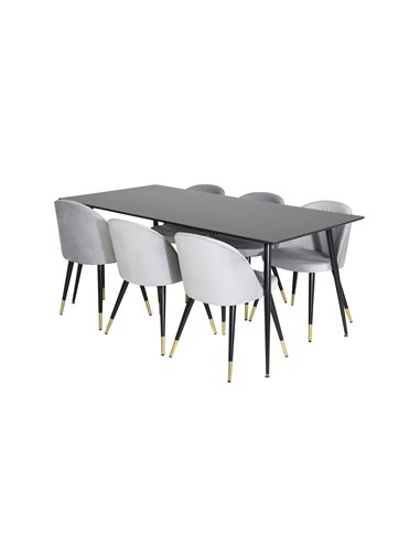 Matgrupp Silar med Velvet matstolar, 180 × 90 cm