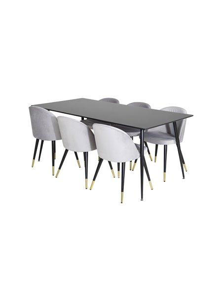 Matgrupp Silar med Velvet matstolar, 180 × 90 cm