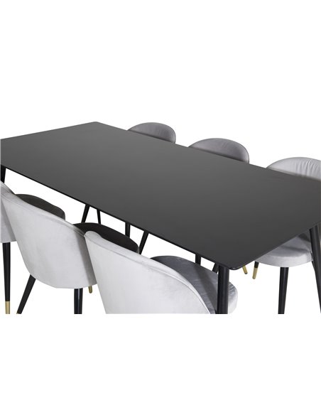 Matgrupp Silar med Velvet matstolar, 180 × 90 cm