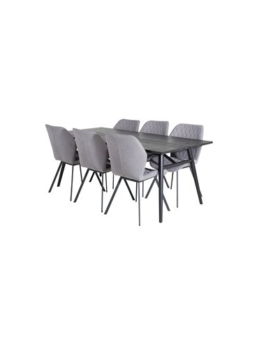 Matgrupp Sleek med Gemma matstolar, 195 × 95 cm