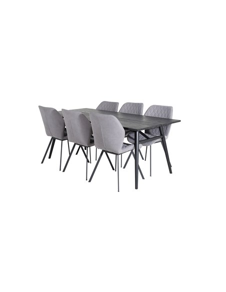Matgrupp Sleek med Gemma matstolar, 195 × 95 cm