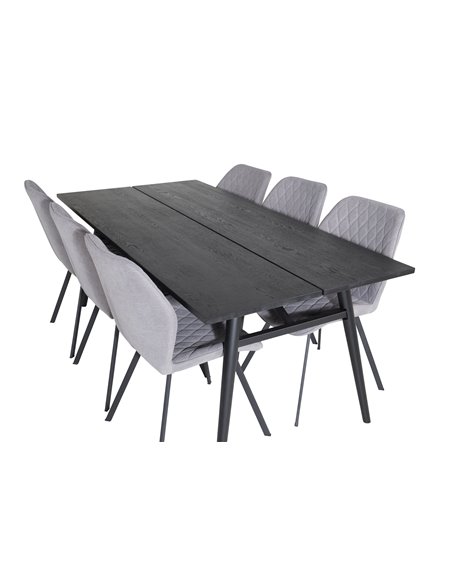 Matgrupp Sleek med Gemma matstolar, 195 × 95 cm