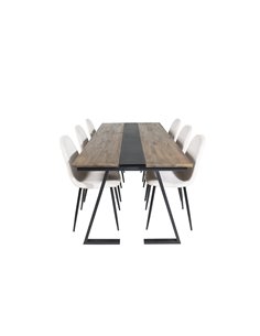 Matgrupp Jakarta med Polar matstolar, 200 × 90 cm