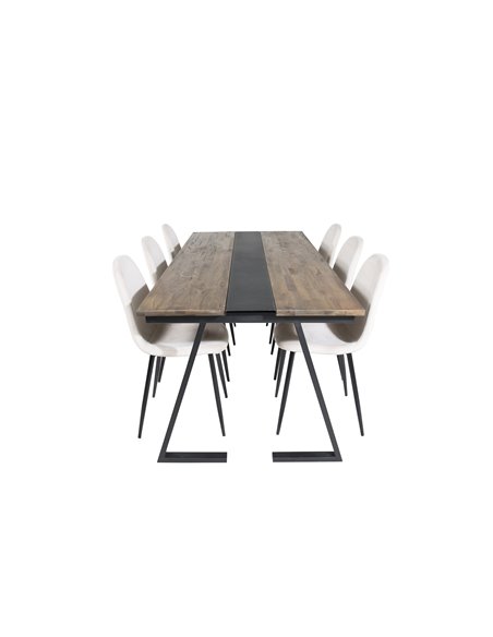 Matgrupp Jakarta med Polar matstolar, 200 × 90 cm