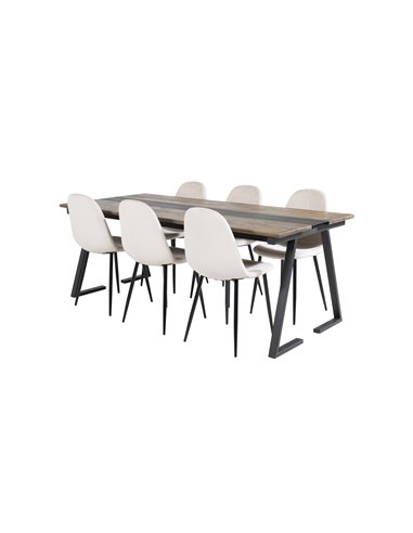 Matgrupp Jakarta med Polar matstolar, 200 × 90 cm