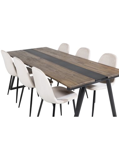 Matgrupp Jakarta med Polar matstolar, 200 × 90 cm