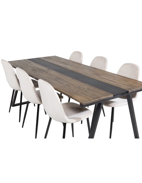 Matgrupp Jakarta med Polar matstolar, 200 × 90 cm