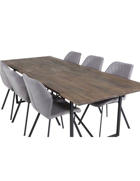 Matgrupp Padang med Gemma matstolar, 250 × 100 cm