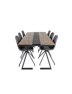 Matgrupp Jakarta med Polar matstolar, 200 × 90 cm