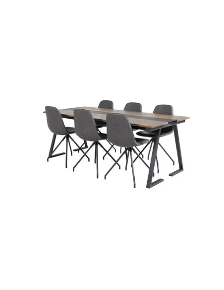 Matgrupp Jakarta med Polar matstolar, 200 × 90 cm