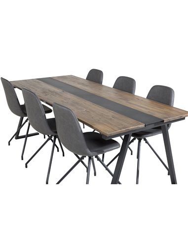 Matgrupp Jakarta med Polar matstolar, 200 × 90 cm