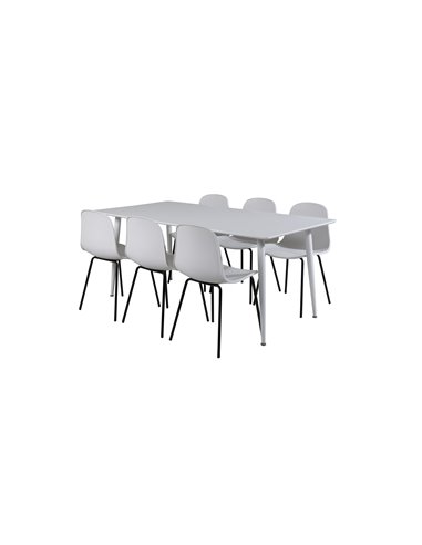 Matgrupp Polar med Arctic matstolar, 180 × 90 cm