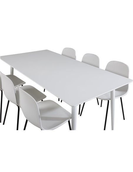 Matgrupp Polar med Arctic matstolar, 180 × 90 cm