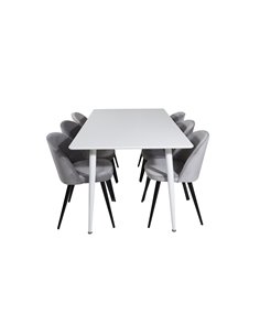 Matgrupp Polar med Velvet matstolar, 180 × 90 cm