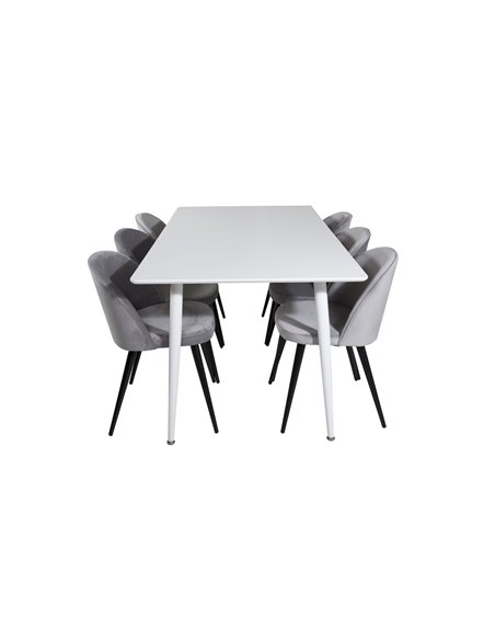 Matgrupp Polar med Velvet matstolar, 180 × 90 cm