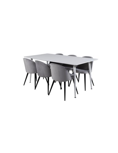 Matgrupp Polar med Velvet matstolar, 180 × 90 cm