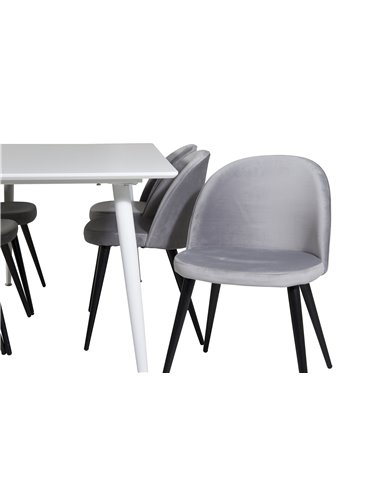 Matgrupp Polar med Velvet matstolar, 180 × 90 cm
