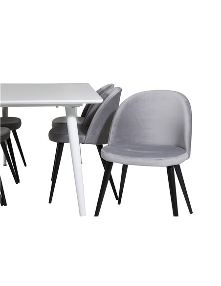 Matgrupp Polar med Velvet matstolar, 180 × 90 cm