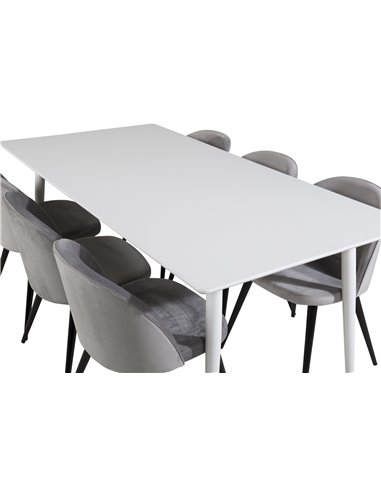 Matgrupp Polar med Velvet matstolar, 180 × 90 cm