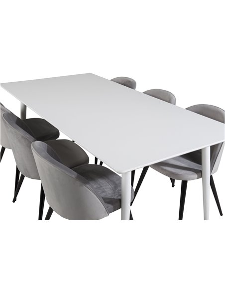 Matgrupp Polar med Velvet matstolar, 180 × 90 cm