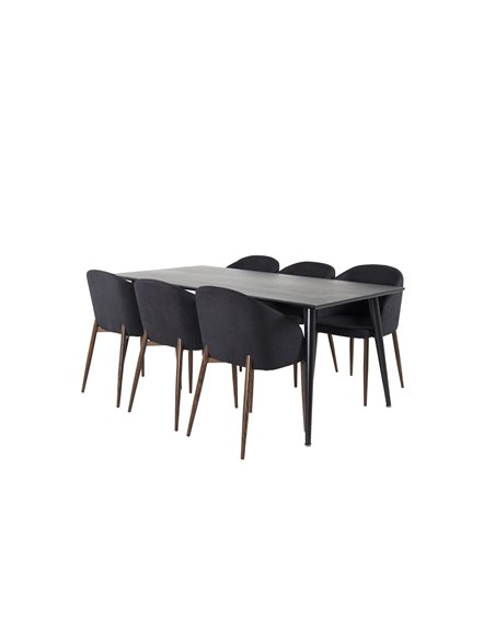 Matgrupp Dipp med Arch matstolar, 180 × 90 cm