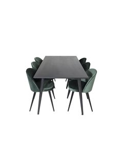 Matgrupp Dipp med Velvet matstolar, 180 × 90 cm