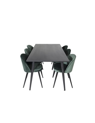 Matgrupp Dipp med Velvet matstolar, 180 × 90 cm
