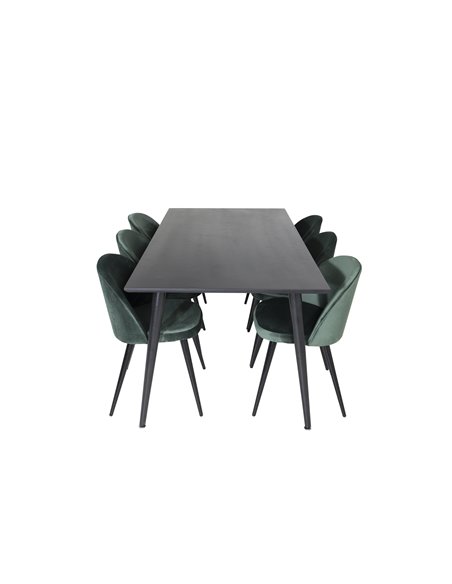 Matgrupp Dipp med Velvet matstolar, 180 × 90 cm
