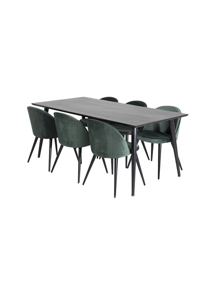 Matgrupp Dipp med Velvet matstolar, 180 × 90 cm