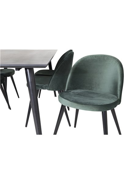 Matgrupp Dipp med Velvet matstolar, 180 × 90 cm