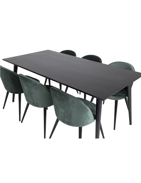 Matgrupp Dipp med Velvet matstolar, 180 × 90 cm