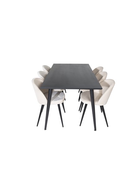 Matgrupp Dipp med Velvet matstolar, 180 × 90 cm